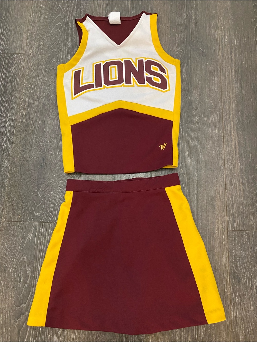 Varsity Spirit Maroon & White Lions Cheer uniform set